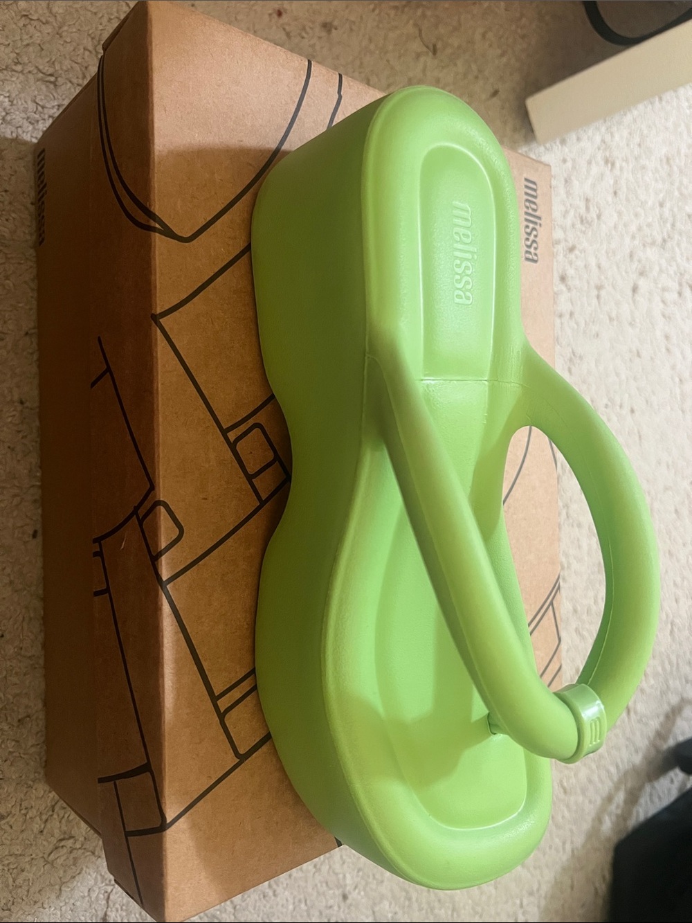 Melissa Free Platform Flip Flops - Lime Green - Picture 2 of 6